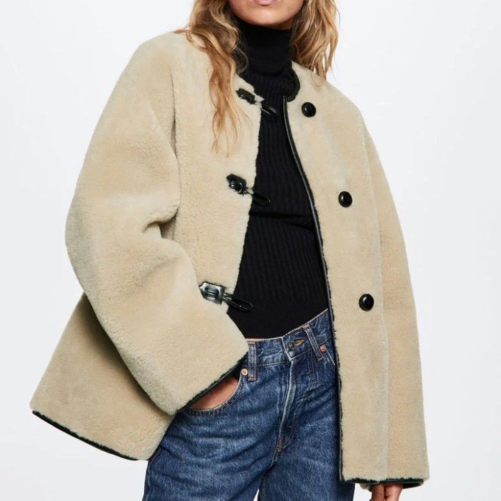 Mango Faux Shearling Appliqués Bethoven Jacket